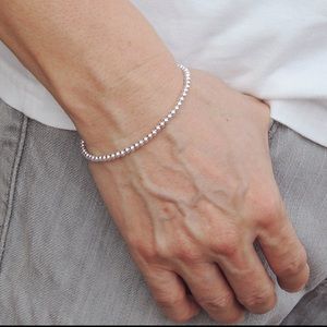 Men’s Sterling Silver Beaded Bracelet